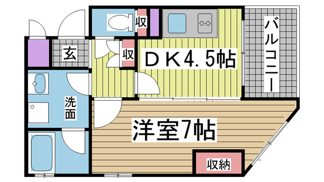 神戸市中央区二宮町(JR東海道本線(近畿)三ノ宮)のマンション賃貸物件 間取画像