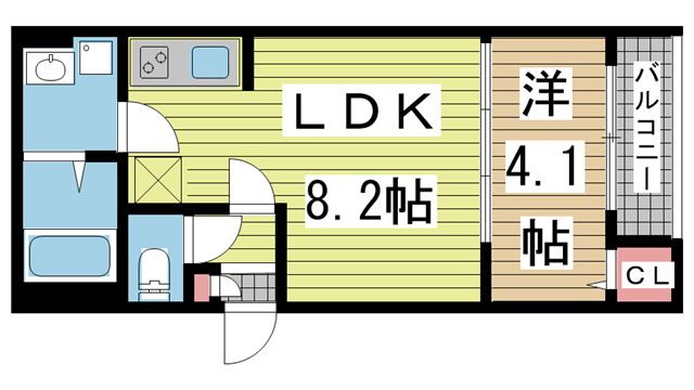 神戸市中央区熊内橋通(神戸市営地下鉄線新神戸)のアパート賃貸物件 間取画像