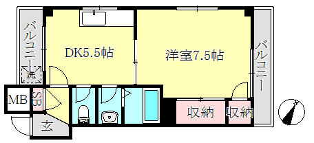 神戸市中央区国香通(阪急神戸線春日野道)のマンション賃貸物件 間取画像