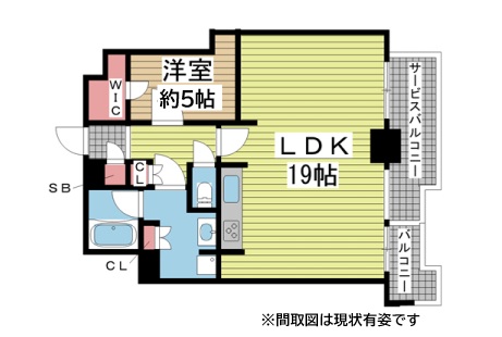 神戸市中央区熊内町(神戸市営地下鉄線新神戸)のマンション賃貸物件 間取画像