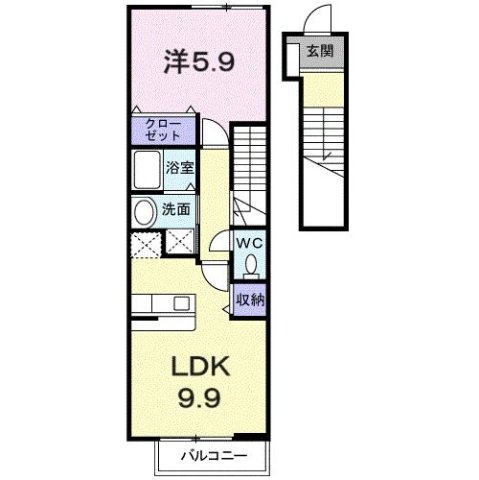 神戸市北区八多町中(神戸電鉄三田線道場南口)のアパート賃貸物件 間取画像