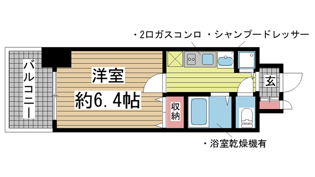 神戸市中央区琴ノ緒町(JR東海道本線(近畿)三ノ宮)のマンション賃貸物件 間取画像