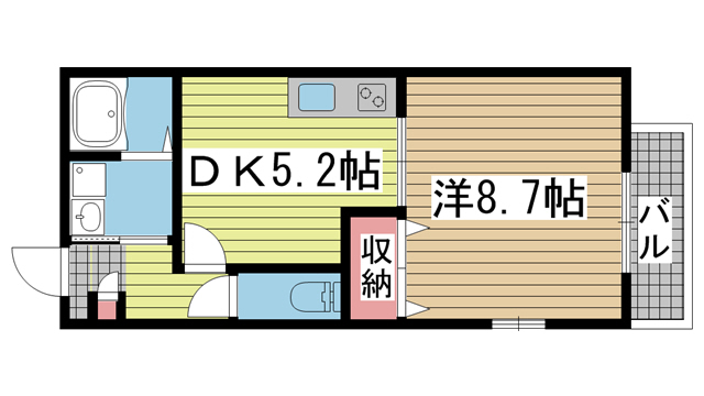 神戸市長田区御屋敷通(神戸高速線西代)のアパート賃貸物件 間取画像