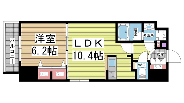 神戸市中央区元町通(JR東海道本線(近畿)元町)のマンション賃貸物件 間取画像