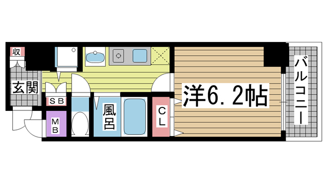 神戸市中央区筒井町(JR東海道本線(近畿)灘)のマンション賃貸物件 間取画像