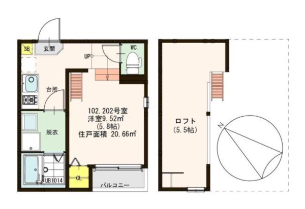 神戸市長田区本庄町(JR山陽本線鷹取)のアパート賃貸物件 間取画像