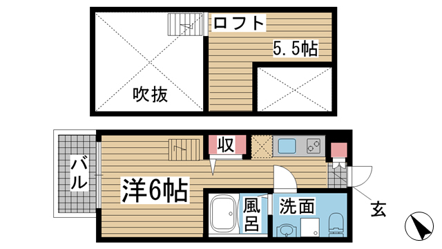 神戸市長田区川西通(JR山陽本線新長田)のアパート賃貸物件 間取画像