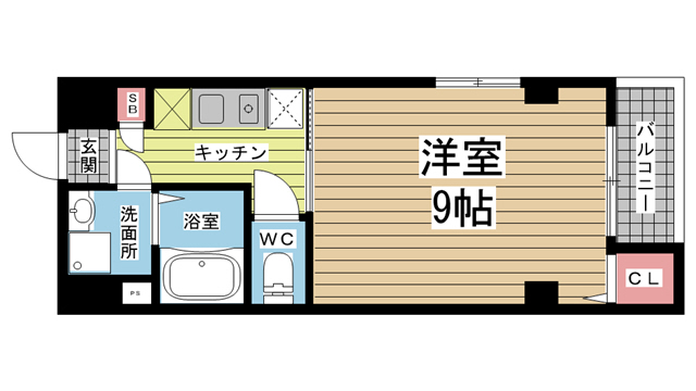 神戸市中央区橘通(JR東海道本線(近畿)神戸)のマンション賃貸物件 間取画像
