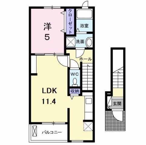 明石市上ノ丸(JR山陽本線明石)のアパート賃貸物件 間取画像