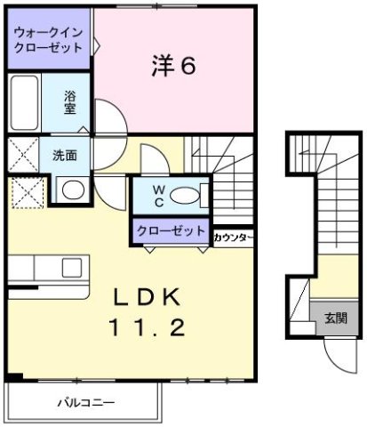 明石市松江(山陽電鉄線林崎松江海岸)のアパート賃貸物件 間取画像