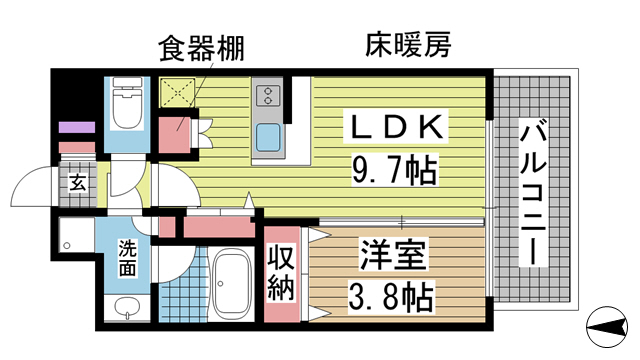 神戸市灘区琵琶町(JR東海道本線(近畿)六甲道)のマンション賃貸物件 間取画像