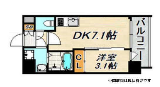 神戸市中央区琴ノ緒町(JR東海道本線(近畿)三ノ宮)のマンション賃貸物件 間取画像