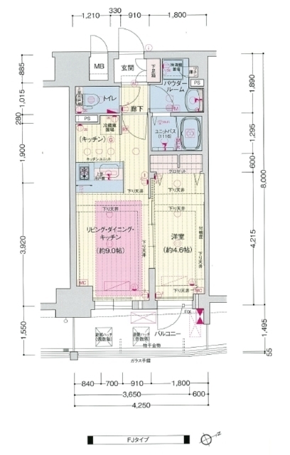神戸市兵庫区西出町(神戸市営地下鉄海岸線ハーバーランド)のマンション賃貸物件 間取画像