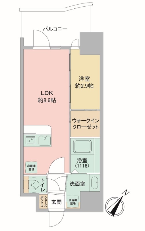 神戸市中央区中町通(JR東海道本線(近畿)神戸)のマンション賃貸物件 間取画像