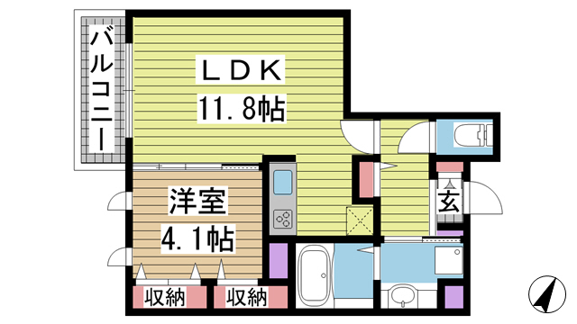 神戸市灘区畑原通(阪急神戸線王子公園)のアパート賃貸物件 間取画像