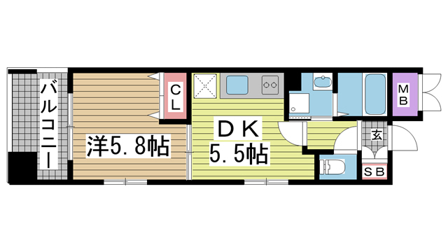 神戸市中央区雲井通(JR東海道本線(近畿)三ノ宮)のマンション賃貸物件 間取画像