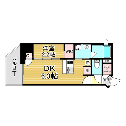 神戸市中央区元町通(JR東海道本線(近畿)元町)のマンション賃貸物件 間取画像
