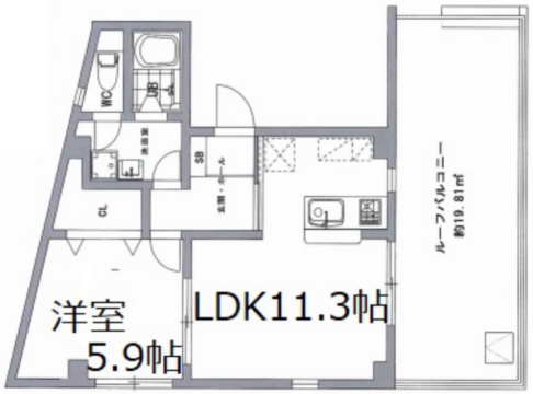 神戸市中央区中山手通(JR東海道本線(近畿)三ノ宮)のマンション賃貸物件 間取画像