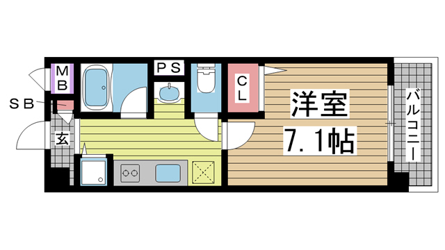 神戸市灘区篠原本町(JR東海道本線(近畿)六甲道)のマンション賃貸物件 間取画像