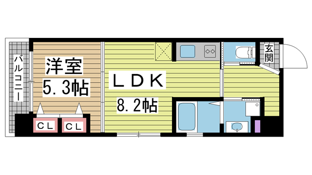 神戸市中央区磯辺通(ポートアイランド線貿易センター)のマンション賃貸物件 間取画像