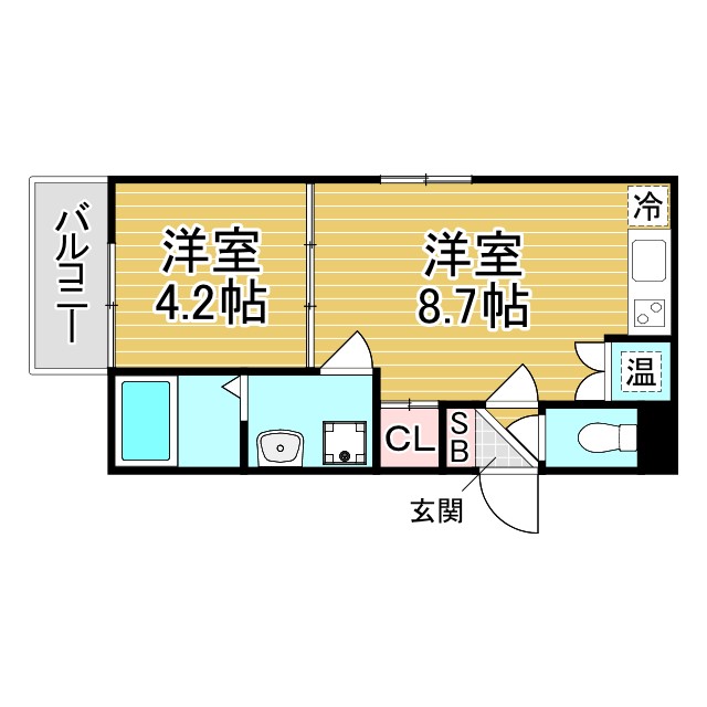 神戸市長田区浪松町(JR山陽本線鷹取)のマンション賃貸物件 間取画像