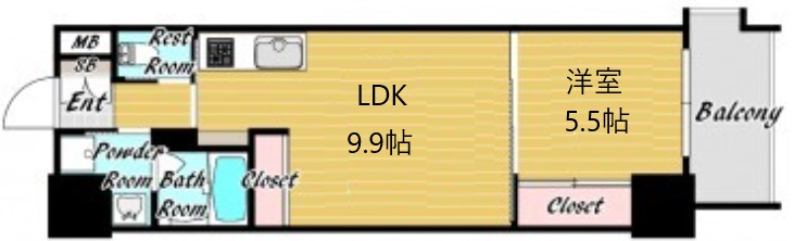 神戸市中央区磯上通(JR東海道本線(近畿)三ノ宮)のマンション賃貸物件 間取画像