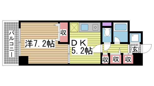 神戸市長田区長田町(JR山陽本線新長田)のマンション賃貸物件 間取画像