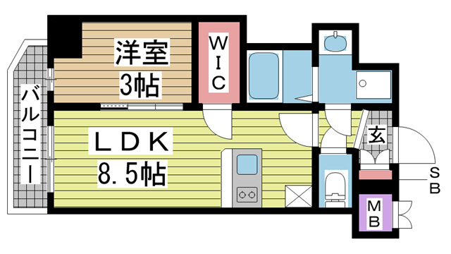 神戸市中央区加納町(JR東海道本線(近畿)三ノ宮)のマンション賃貸物件 間取画像
