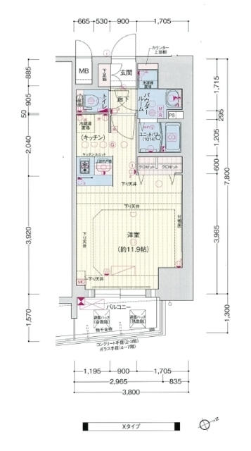 神戸市兵庫区西出町(神戸市営地下鉄海岸線ハーバーランド)のマンション賃貸物件 間取画像
