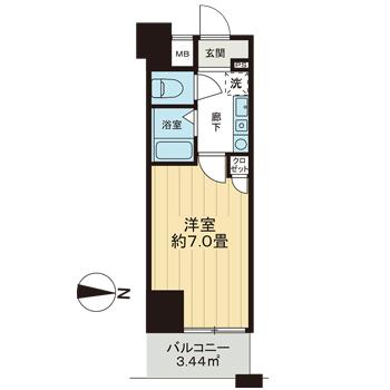 神戸市中央区生田町(神戸市営地下鉄線新神戸)のマンション賃貸物件 間取画像