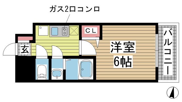 神戸市中央区琴ノ緒町(JR東海道本線(近畿)三ノ宮)のマンション賃貸物件 間取画像