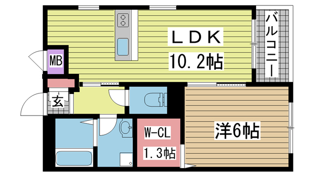 神戸市長田区日吉町(JR山陽本線鷹取)のマンション賃貸物件 間取画像
