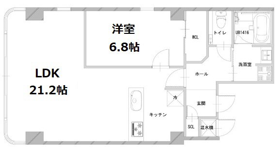 神戸市中央区神仙寺通(JR東海道本線(近畿)灘)のマンション賃貸物件 間取画像