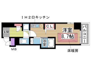 神戸市中央区楠町(JR東海道本線(近畿)神戸)のマンション賃貸物件 間取画像