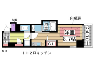 神戸市中央区楠町(JR東海道本線(近畿)神戸)のマンション賃貸物件 間取画像