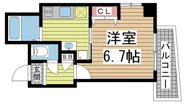 神戸市中央区旭通(JR東海道本線(近畿)三ノ宮)のマンション賃貸物件 間取画像