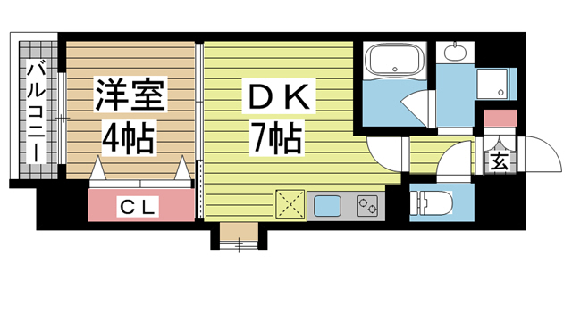 神戸市中央区磯辺通(JR東海道本線(近畿)三ノ宮)のマンション賃貸物件 間取画像
