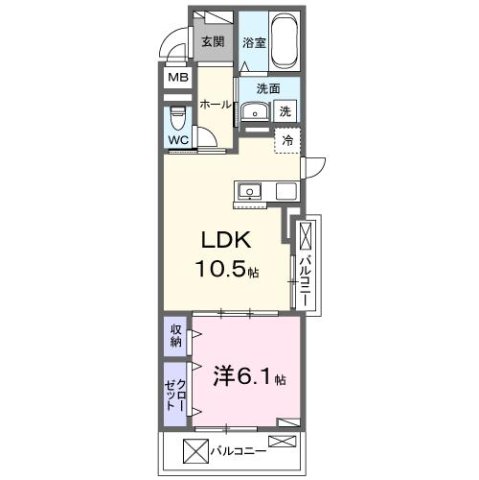 尼崎市大西町(JR東海道本線(近畿)立花)のアパート賃貸物件 間取画像