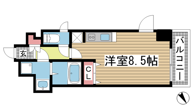 神戸市中央区生田町(神戸市営地下鉄線新神戸)のマンション賃貸物件 間取画像