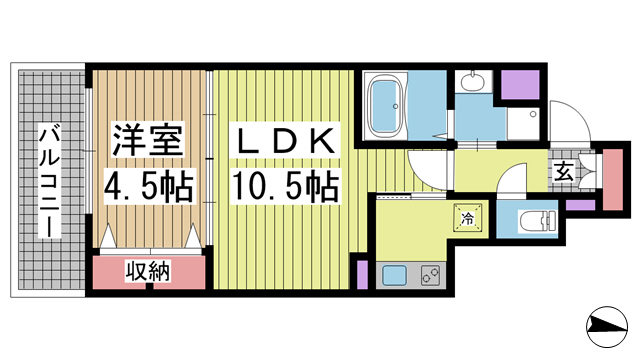 神戸市中央区吾妻通(JR東海道本線(近畿)三ノ宮)のマンション賃貸物件 間取画像