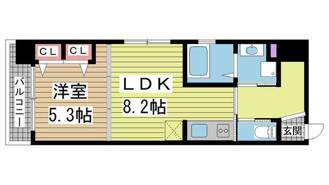 神戸市中央区磯辺通(ポートアイランド線貿易センター)のマンション賃貸物件 間取画像