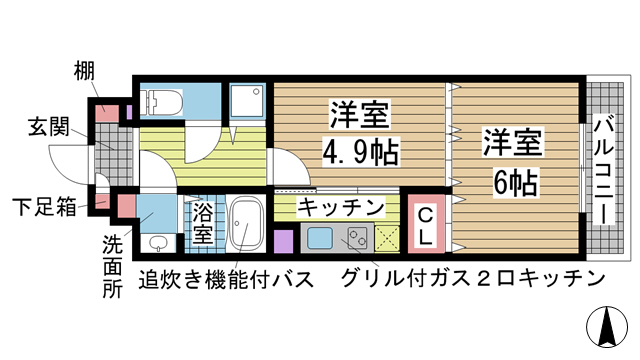 神戸市兵庫区中道通(JR東海道本線(近畿)神戸)のマンション賃貸物件 間取画像
