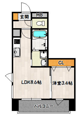 神戸市兵庫区永沢町(神戸高速線新開地)のマンション賃貸物件 間取画像