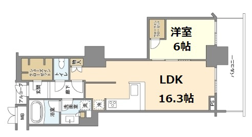 神戸市中央区加納町(JR東海道本線(近畿)三ノ宮)のマンション賃貸物件 間取画像