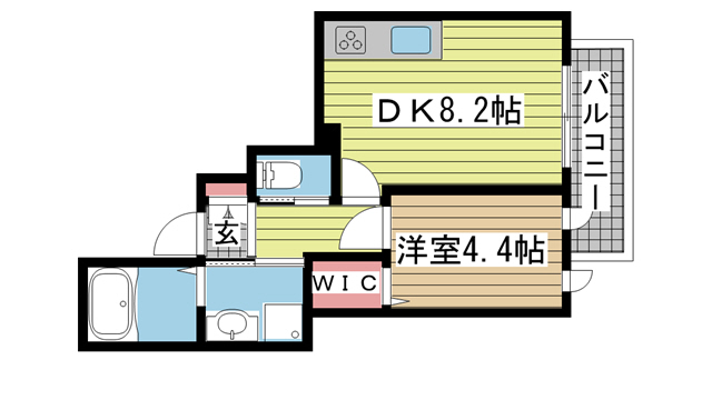 神戸市中央区花隈町(JR東海道本線(近畿)元町)のマンション賃貸物件 間取画像