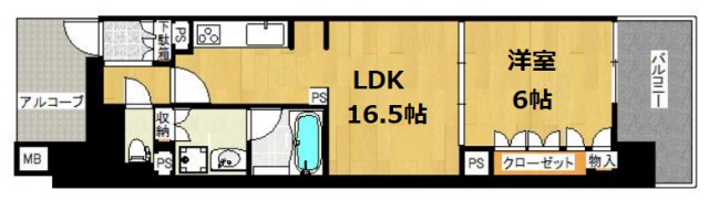 神戸市中央区浜辺通(JR東海道本線(近畿)三ノ宮)のマンション賃貸物件 間取画像