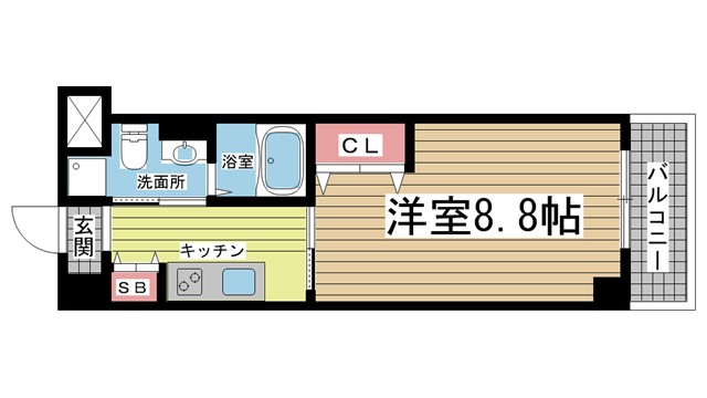 神戸市中央区加納町(JR東海道本線(近畿)三ノ宮)のマンション賃貸物件 間取画像