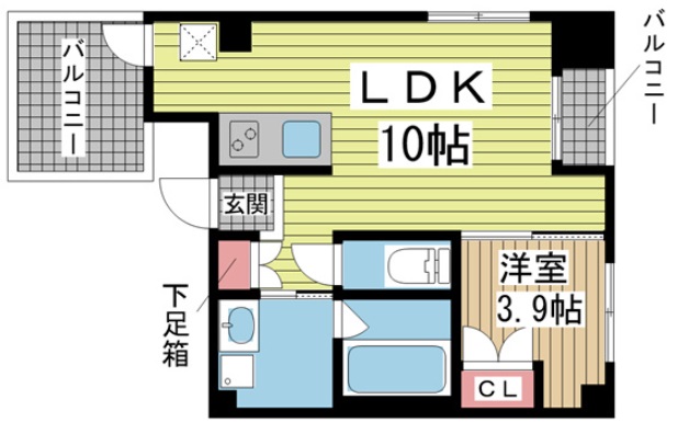 神戸市中央区北長狭通(神戸高速線花隈)のマンション賃貸物件 間取画像