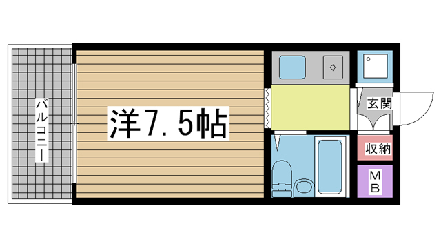 神戸市兵庫区馬場町(神戸市営地下鉄線大倉山)のマンション賃貸物件 間取画像