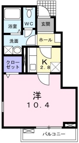 神戸市西区高雄台(神戸電鉄粟生線緑ヶ丘)のアパート賃貸物件 間取画像